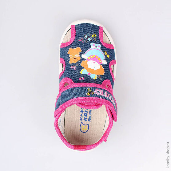 221017-11 Босоножки текстильные для девочки син-фук фото №4