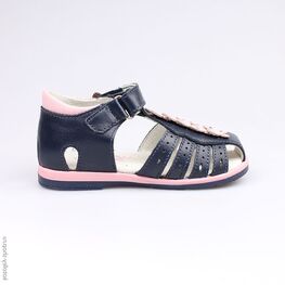 222071-25 Босоножки для девочки син-роз фото №2