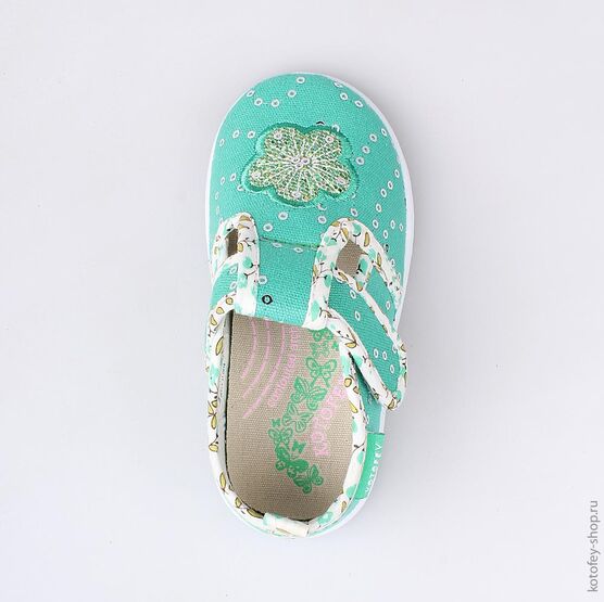 231105-13 Текстильная обувь для девочки бирюзовый фото №4