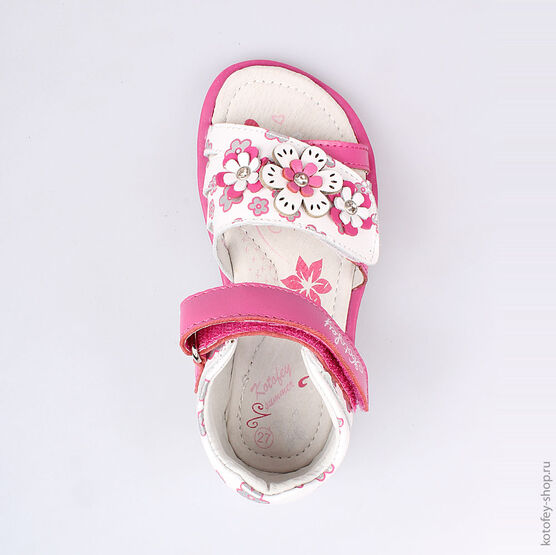 322037-21 Босоножки для девочки фук-бел фото №4