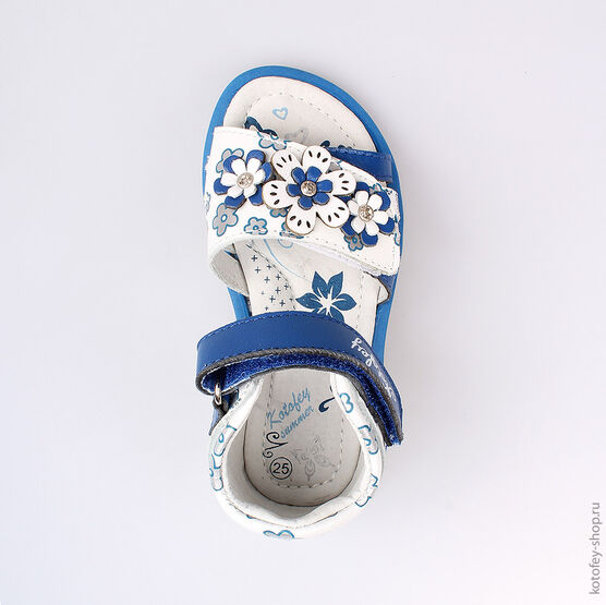 322037-22 Босоножки для девочки син-бел фото №4
