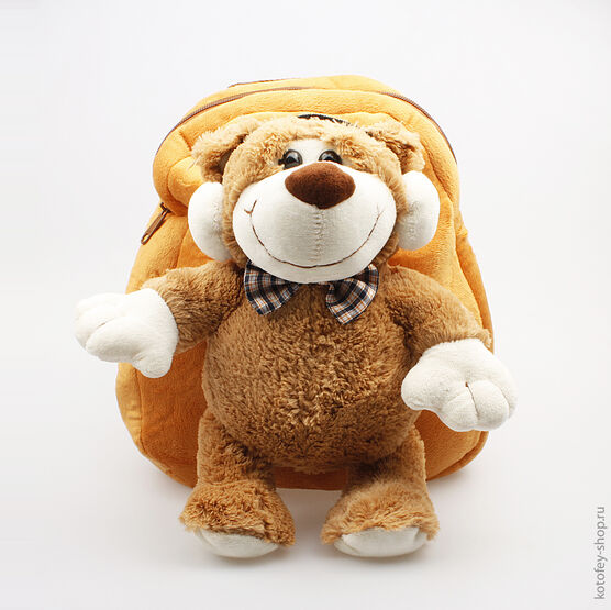 02003053-00 Плюшевый рюкзак Медвежонок в наушниках для универсальные коричневый фото №2