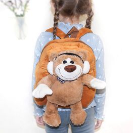 02003053-00 Плюшевый рюкзак Медвежонок в наушниках для универсальные коричневый фото №4