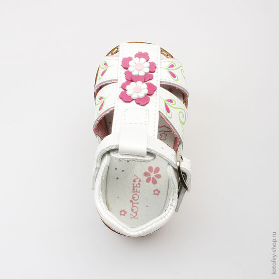 022056-21 Туфли летние для девочки белый фото №4