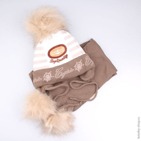 07711058-00 Комплект (шапка и шарф) зимний коричневый для мальчики коричневый