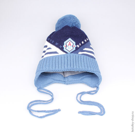 07711063-10 Шапка зимняя сине-голубая для мальчики син-гол