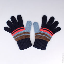 07722059-00 Перчатки темно-синие для мальчики светло-синий