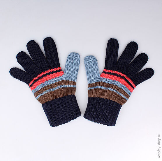 07722059-00 Перчатки темно-синие для мальчики светло-синий