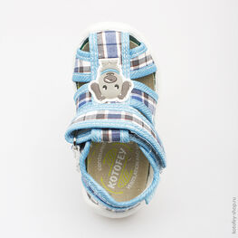 121009-11 Сандалии текстильные для мальчики сер-гол фото №4