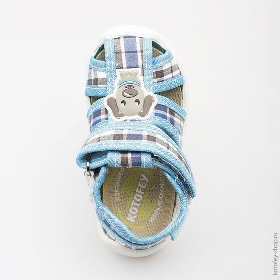 121009-11 Сандалии текстильные для мальчики сер-гол фото №4