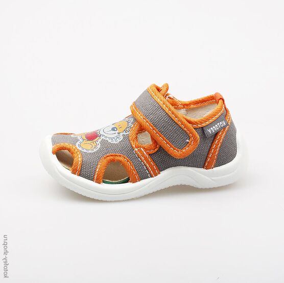 121010-12 Сандалии текстильные для мальчики сер-ора