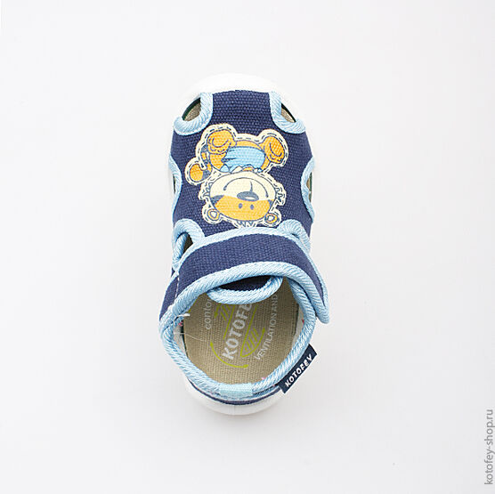 121010-13 Сандалии текстильные для мальчики син-гол фото №4