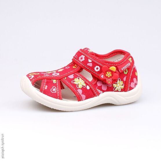 121011-12 Босоножки текстильные для девочки красный