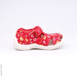 121011-12 Босоножки текстильные для девочки красный фото №2