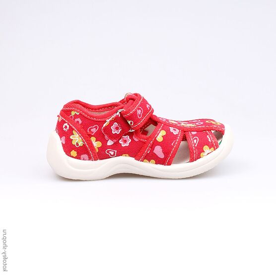 121011-12 Босоножки текстильные для девочки красный фото №2