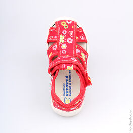 121011-12 Босоножки текстильные для девочки красный фото №4