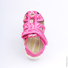 121012-11 Босоножки текстильные для девочки фуксия фото №4