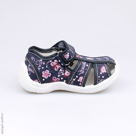 121012-13 Босоножки текстильные для девочки светло-синий фото №2