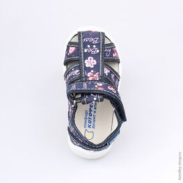 121012-13 Босоножки текстильные для девочки светло-синий фото №4