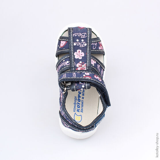 121012-13 Босоножки текстильные для девочки светло-синий фото №4