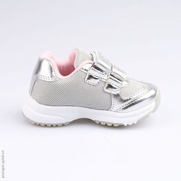 144092-71 Кроссовки с LED-подсветкой на цветочке для девочки серебрист. фото №2