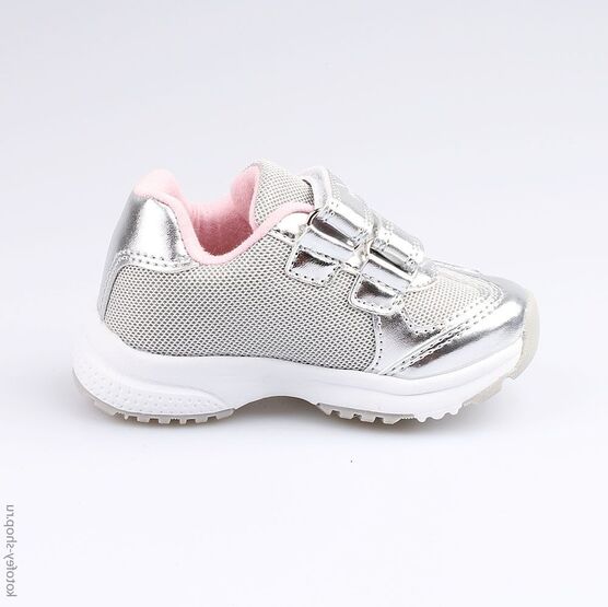 144092-71 Кроссовки с LED-подсветкой на цветочке для девочки серебрист. фото №2