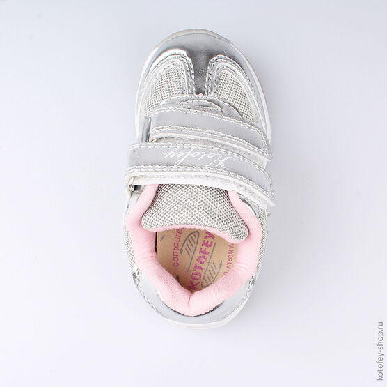 144092-71 Кроссовки с LED-подсветкой на цветочке для девочки серебрист. фото №4