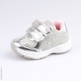 144092-71 Кроссовки с LED-подсветкой на цветочке для девочки серебрист.