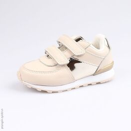 344192-72 Кроссовки на липучках для девочки бежевый