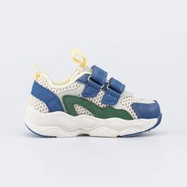 144307-12 Светящиеся кроссовки с LED для мальчика для мальчики бежевый,синий,зеленый фото №2