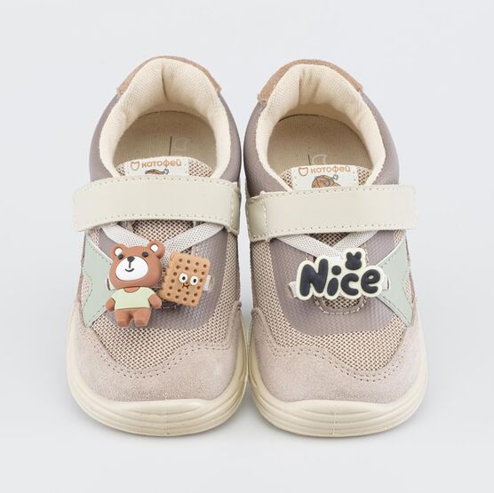 144313-11 Детские кроссовки для мальчика для мальчики бежевый,серый,зеленый фото №6