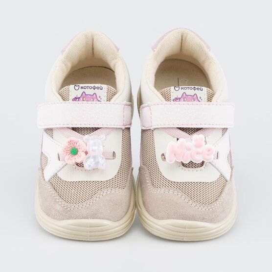 144313-12 Детские кроссовки для девочки для девочки бежевый,розовый фото №6