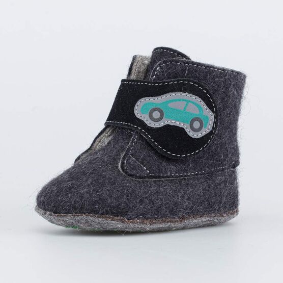 007013-45 Войлочные пинетки для мальчика Машинка для мальчики серый