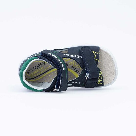 122170-21 Сандалии из натурального нубука для мальчика для мальчики син-зел фото №4