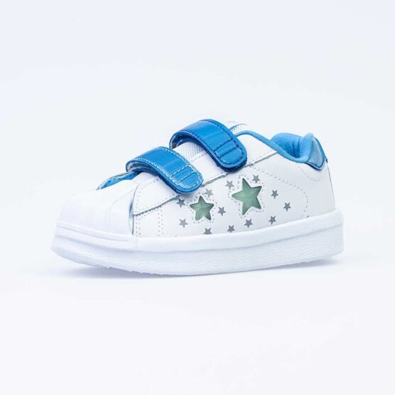 134018-71 Полуботинки с LED-подсветкой для мальчики бел-син