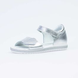 522149-21 Босоножки для девочки кожаные для девочки серебристый