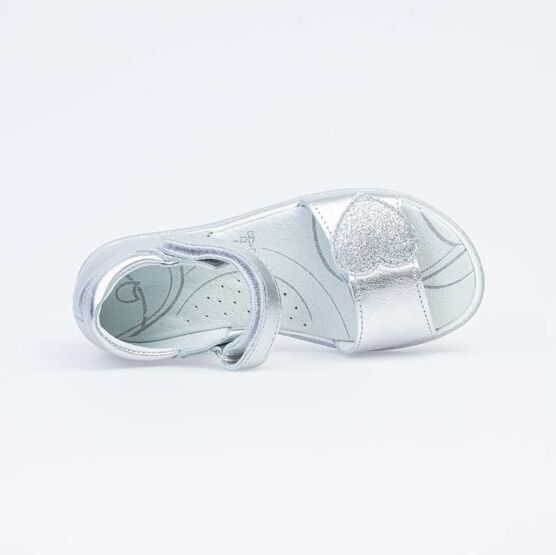522149-21 Босоножки для девочки кожаные для девочки серебристый фото №4
