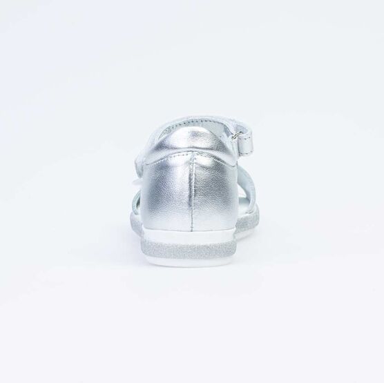 522149-21 Босоножки для девочки кожаные для девочки серебристый фото №5