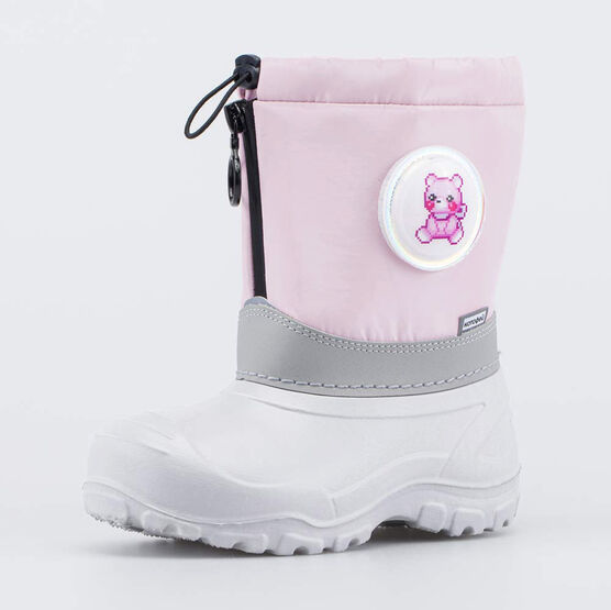 264053-41 Сноубутсы со сменными нашивками для девочки серый,розовый