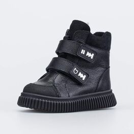 352395-51 Зимние ботинки на липучках для мальчики черный