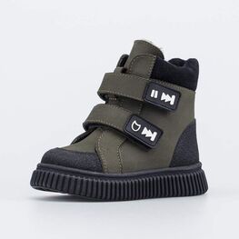 352395-52 Зимние ботинки на липучках для мальчики оливковый