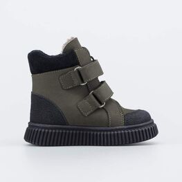 352395-52 Зимние ботинки на липучках для мальчики оливковый фото №2