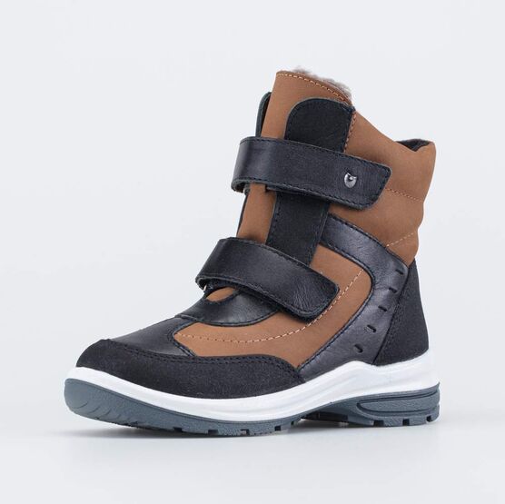 452099-55 Зимние ботинки на липучках для мальчики чер-кор