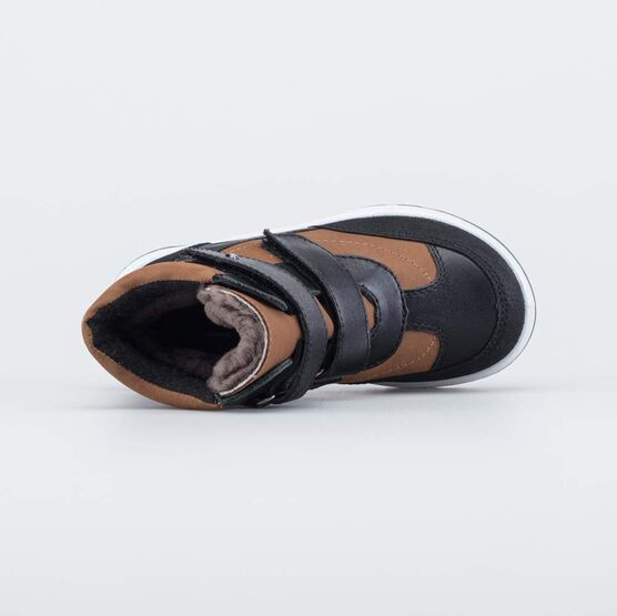 452099-55 Зимние ботинки на липучках для мальчики чер-кор фото №4