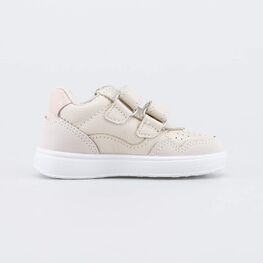 132175-14 Кожаные полуботинки на липучках для девочки бежевый фото №2