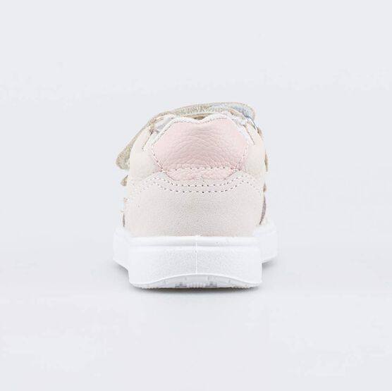 132175-14 Кожаные полуботинки на липучках для девочки бежевый фото №5