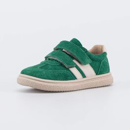 132176-22 Зеленые велюровые полуботинки-кеды для мальчики зеленый + бежевый