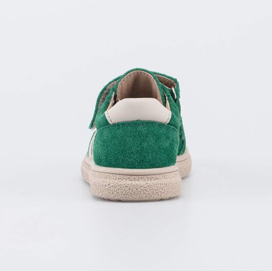 132176-22 Зеленые велюровые полуботинки-кеды для мальчики зеленый + бежевый фото №5