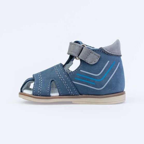 022125-21 Сандалии из натурального нубука для мальчика для мальчики син-сер фото №2