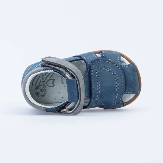 022125-21 Сандалии из натурального нубука для мальчика для мальчики син-сер фото №4